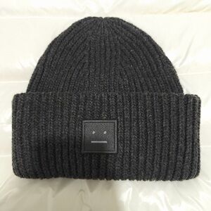 Acne Studios Smiley Face Logo Gray Knitted Hat